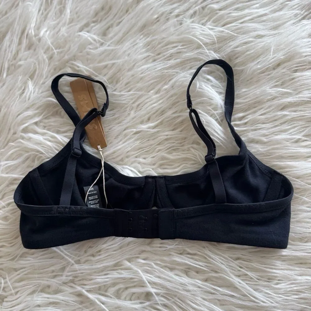 Skims Cotton Logo Demi Bra Soot Size 32B - Picture 5 of 6